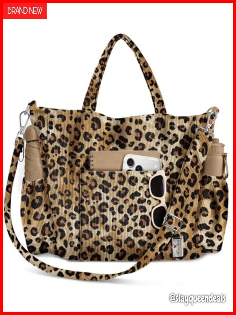 Corduroy Crossbody Tote Bag Satchel Detachable Strap Fits 15in Laptop